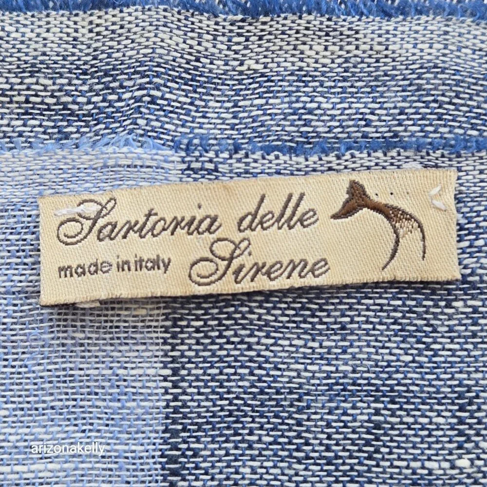 Linen Scarf Sartoria delle Sirene Italy Blue Stripe